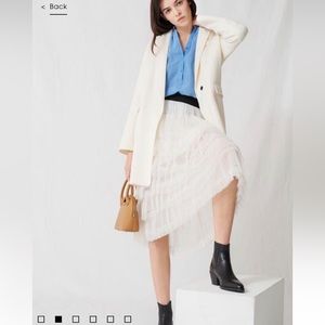 New MAJE PARIS Galami Double-Faced Midi Coat in White